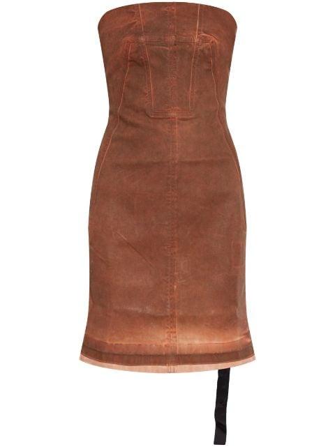 strapless denim dress by RICK OWENS DRKSHDW