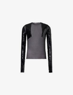 Dennis Sequinned Mesh T-Shirt by RICK OWENS
