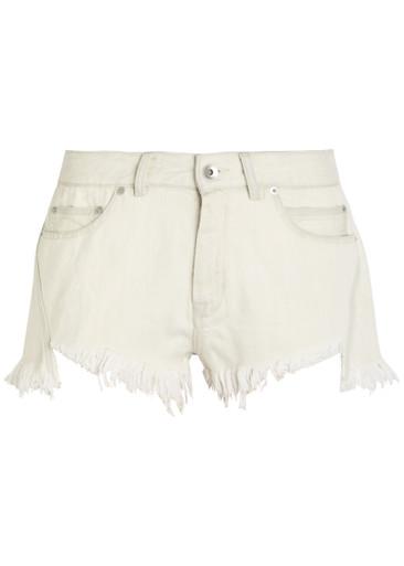 Distressed denim shorts by RICK OWENS