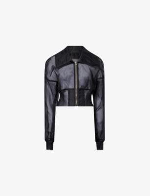 Dracucollar Cropped Sheer Bomber Jacket by RICK OWENS