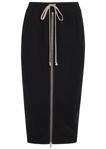Drawstring silk-georgette midi skirt by RICK OWENS