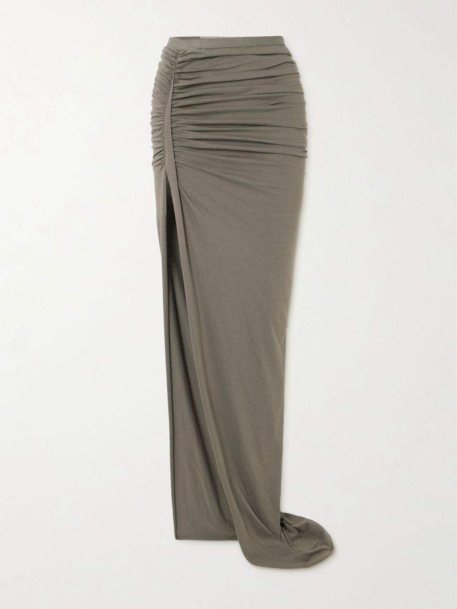Edfu asymmetric ruched cotton-jersey maxi skirt by RICK OWENS