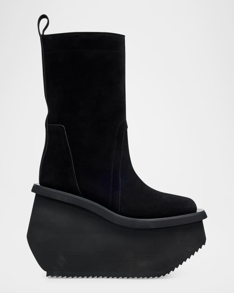 Factory Suede Platform Mid-Calf Boots by RICK OWENS