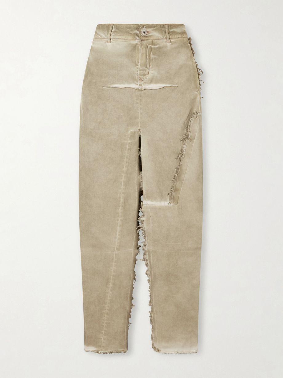 Frayed denim midi skirt by RICK OWENS