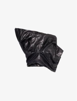 Gathered asymmetrical leather bustier top by RICK OWENS