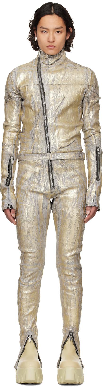 Gold Hollywood Flightsuit Denim Jumpsuit by RICK OWENS
