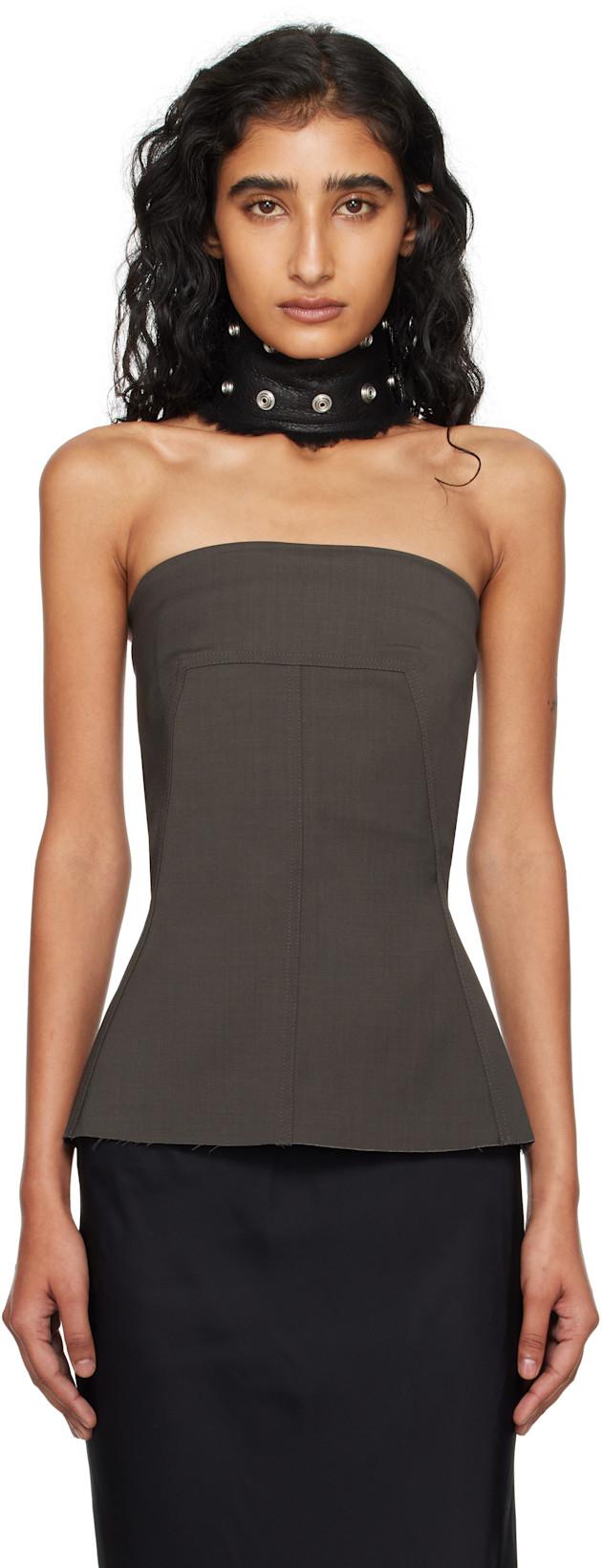 Gray Concordians Bustier Top by RICK OWENS
