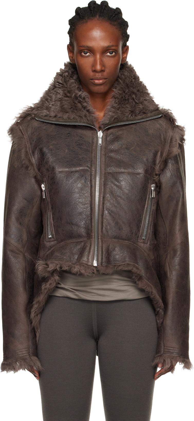 Gray Concordians Exploder Reversible Shearling Jacket by RICK OWENS
