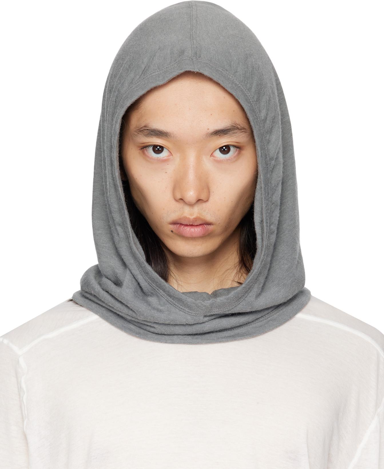 Gray Concordians Knit Hood by RICK OWENS
