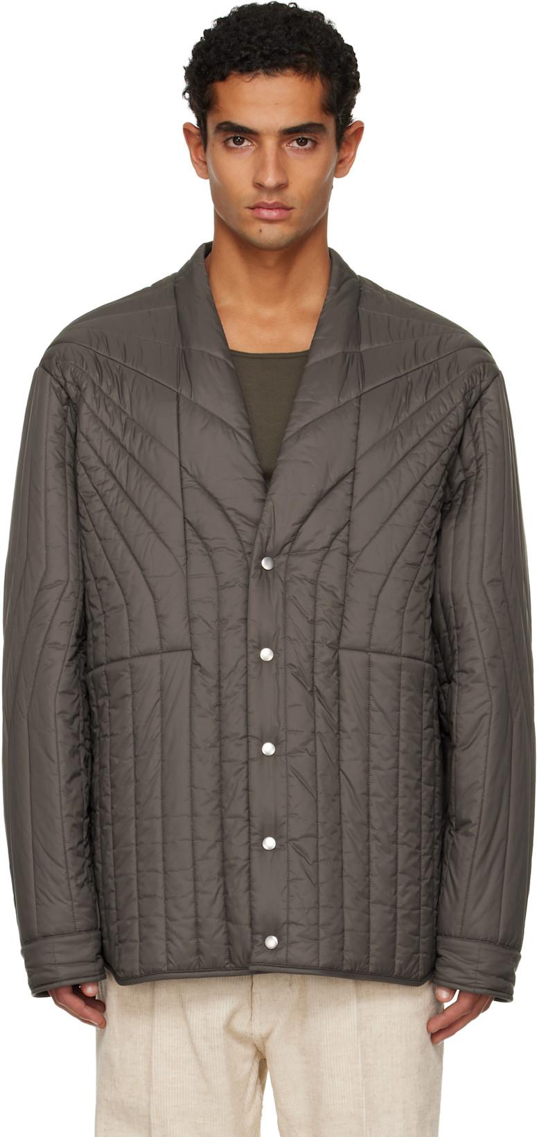 Gray Concordians LS Quilted Liner Down Jacket by RICK OWENS