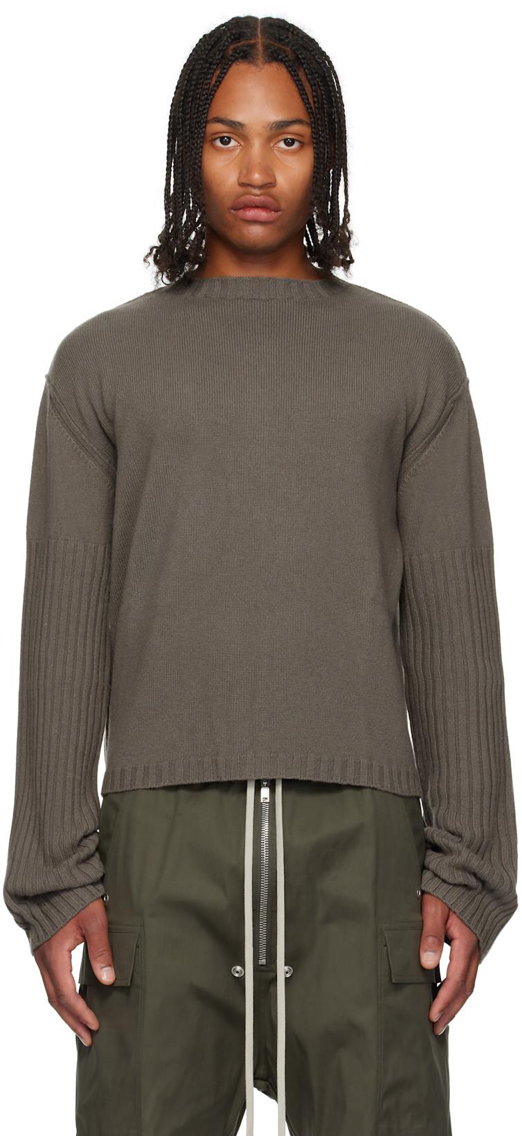Gray Concordians Round Neck Sweater by RICK OWENS