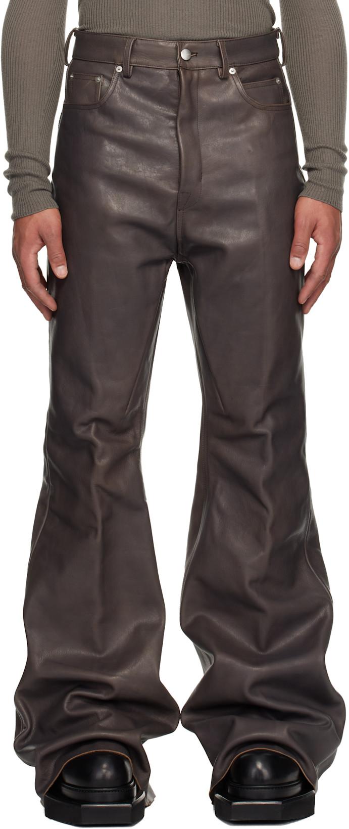 Gray Concordians Runway Bolans Leather Pants by RICK OWENS