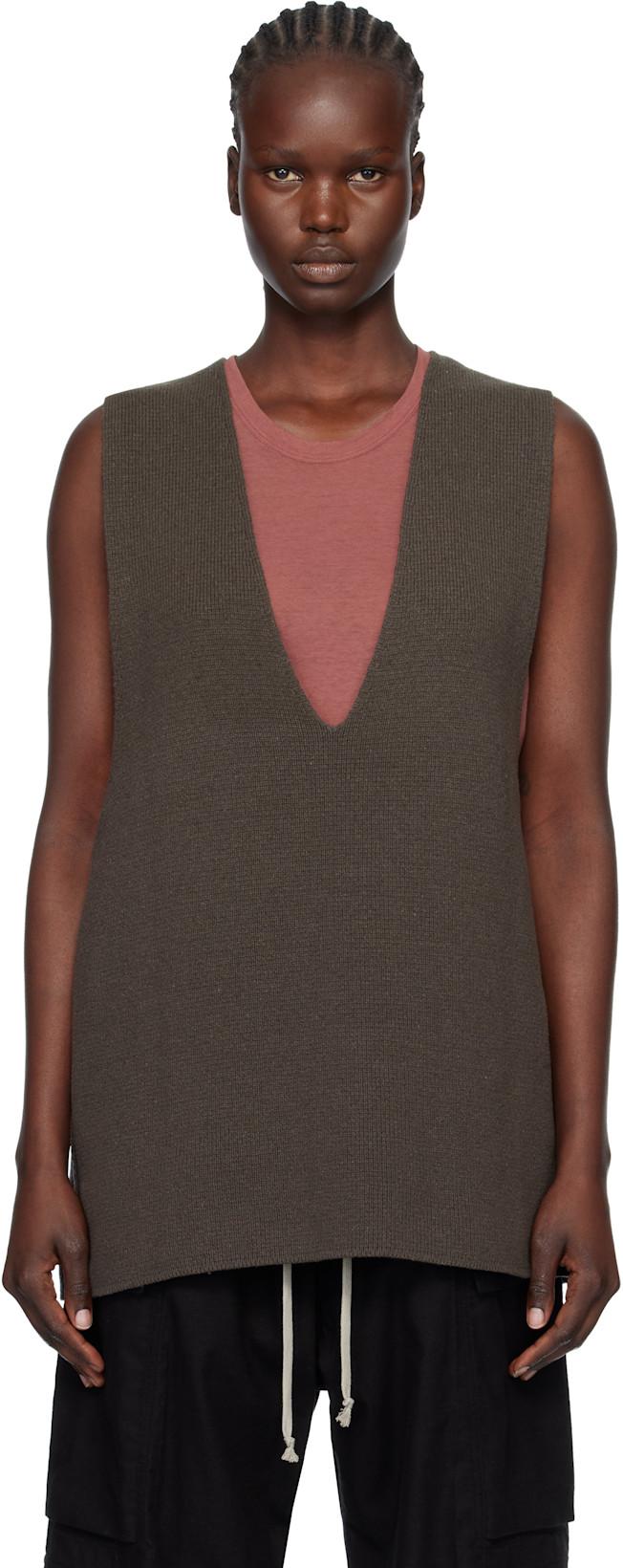 Gray Concordians V Tank Top by RICK OWENS