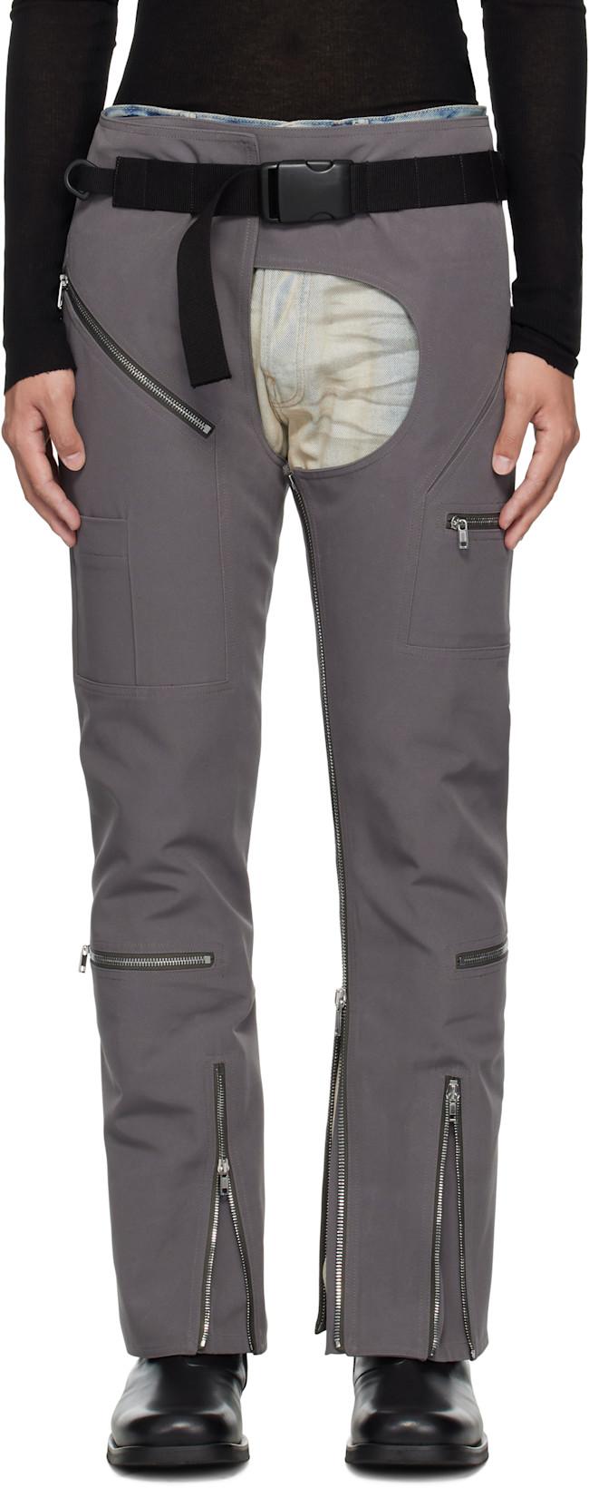 Gray Hollywood Headon Chaps Trousers by RICK OWENS