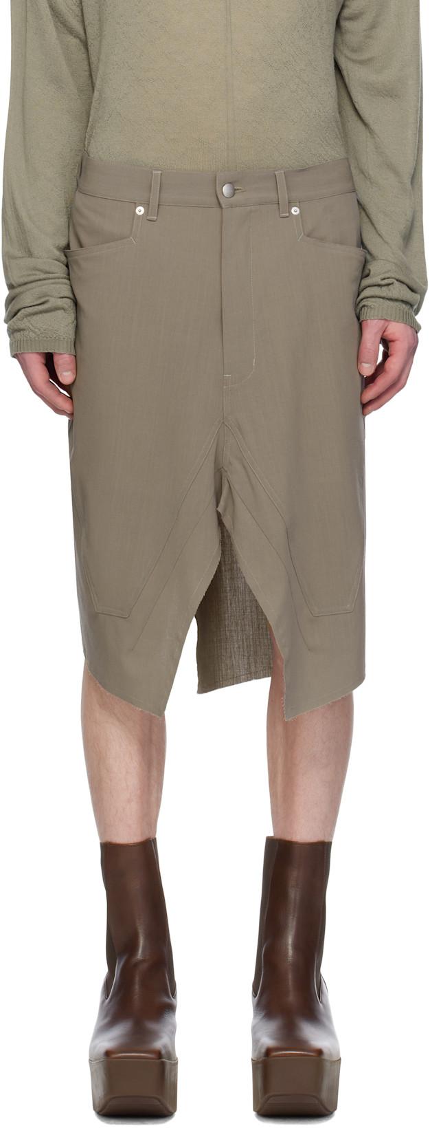 Gray Hollywood Slivered Skirt by RICK OWENS