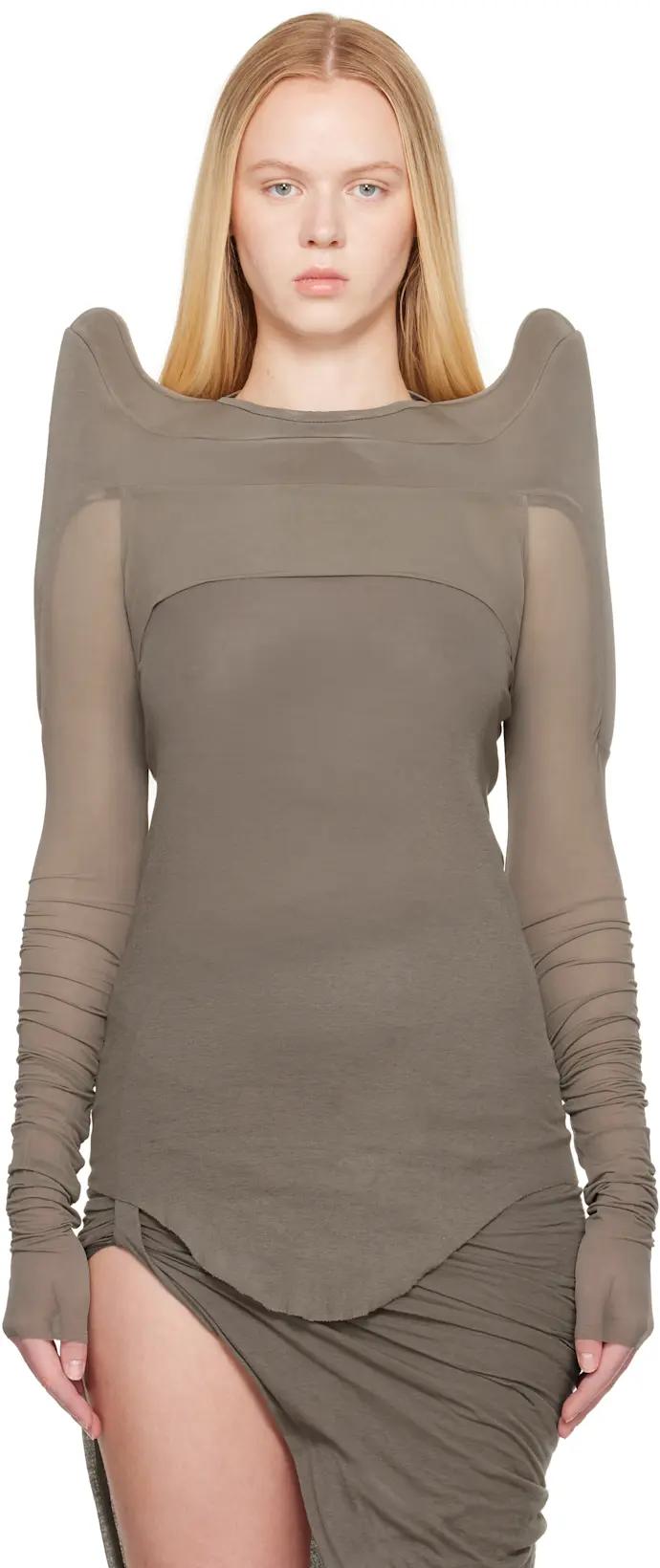 Gray Hollywood Tec Bolero T-shirt by RICK OWENS