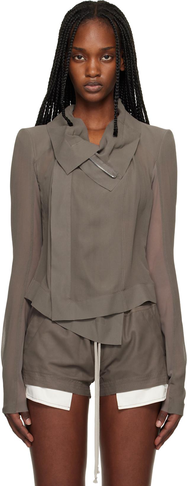 Gray Temple Classic Biker Jacket by RICK OWENS