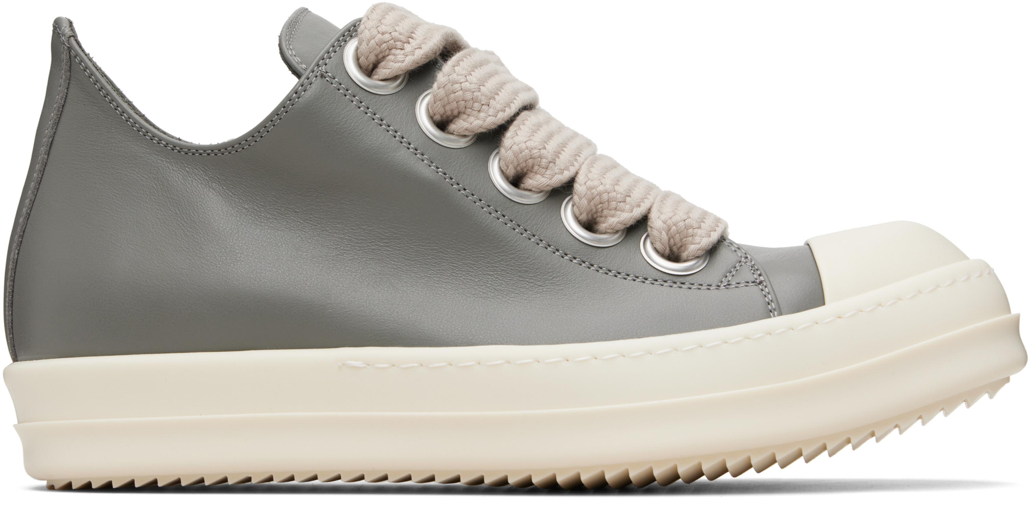 Gray Temple Jumbolace Low Sneakers by RICK OWENS