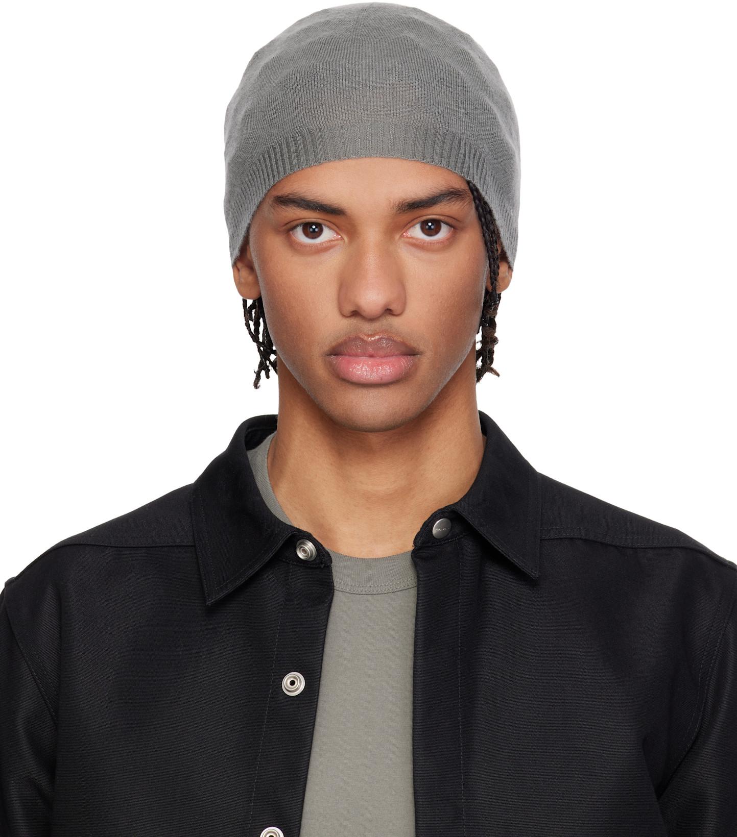 Gray Temple Rasato Knit Beanie by RICK OWENS