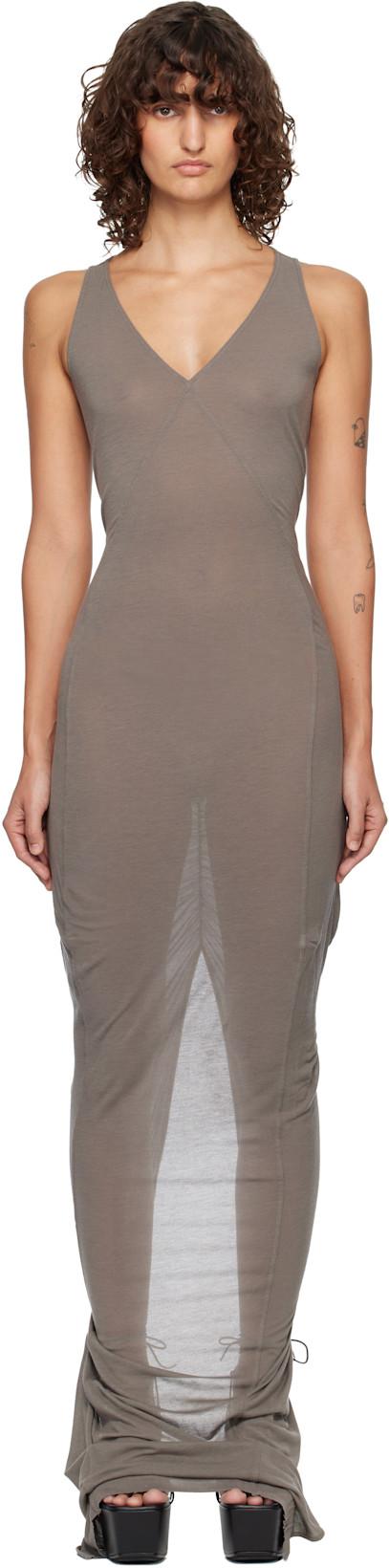 Gray Temple V Tank Maxi Dress by RICK OWENS