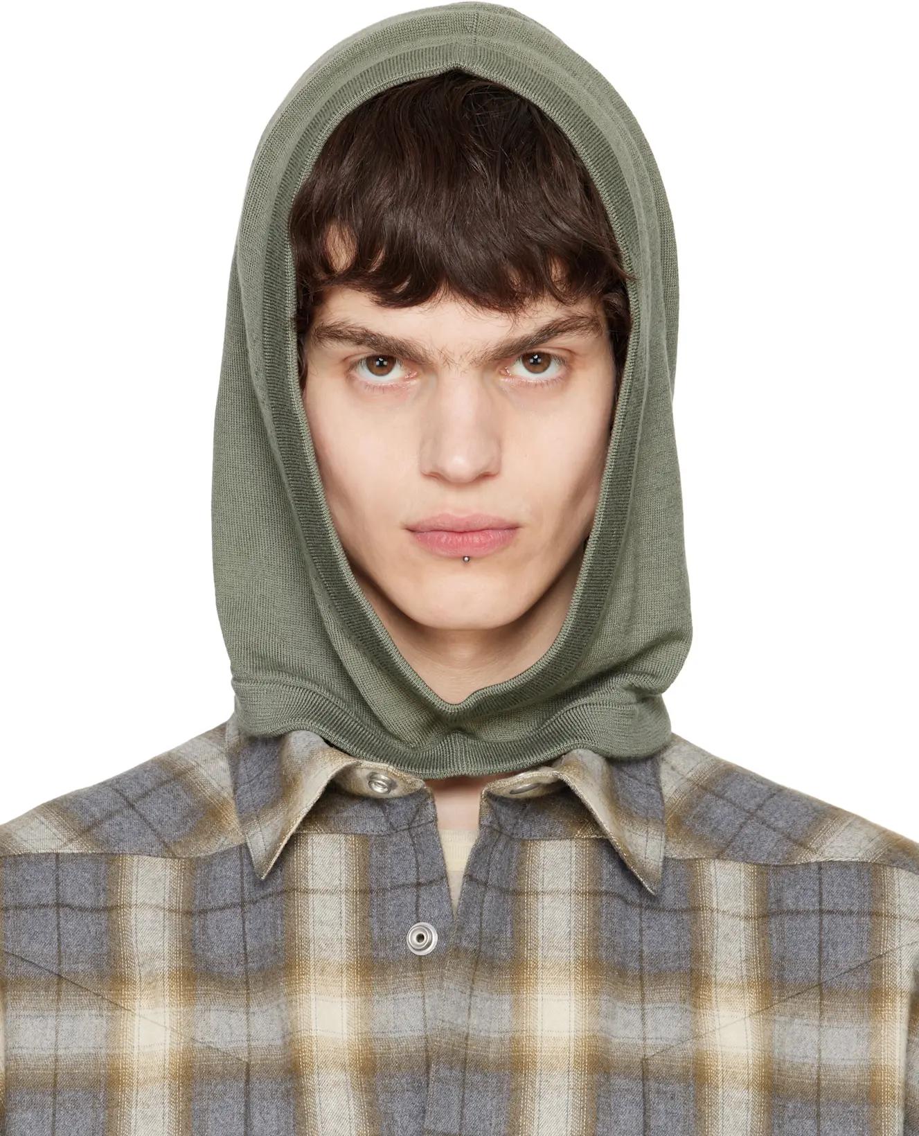 Green Hollywood Cashmere Hood by RICK OWENS