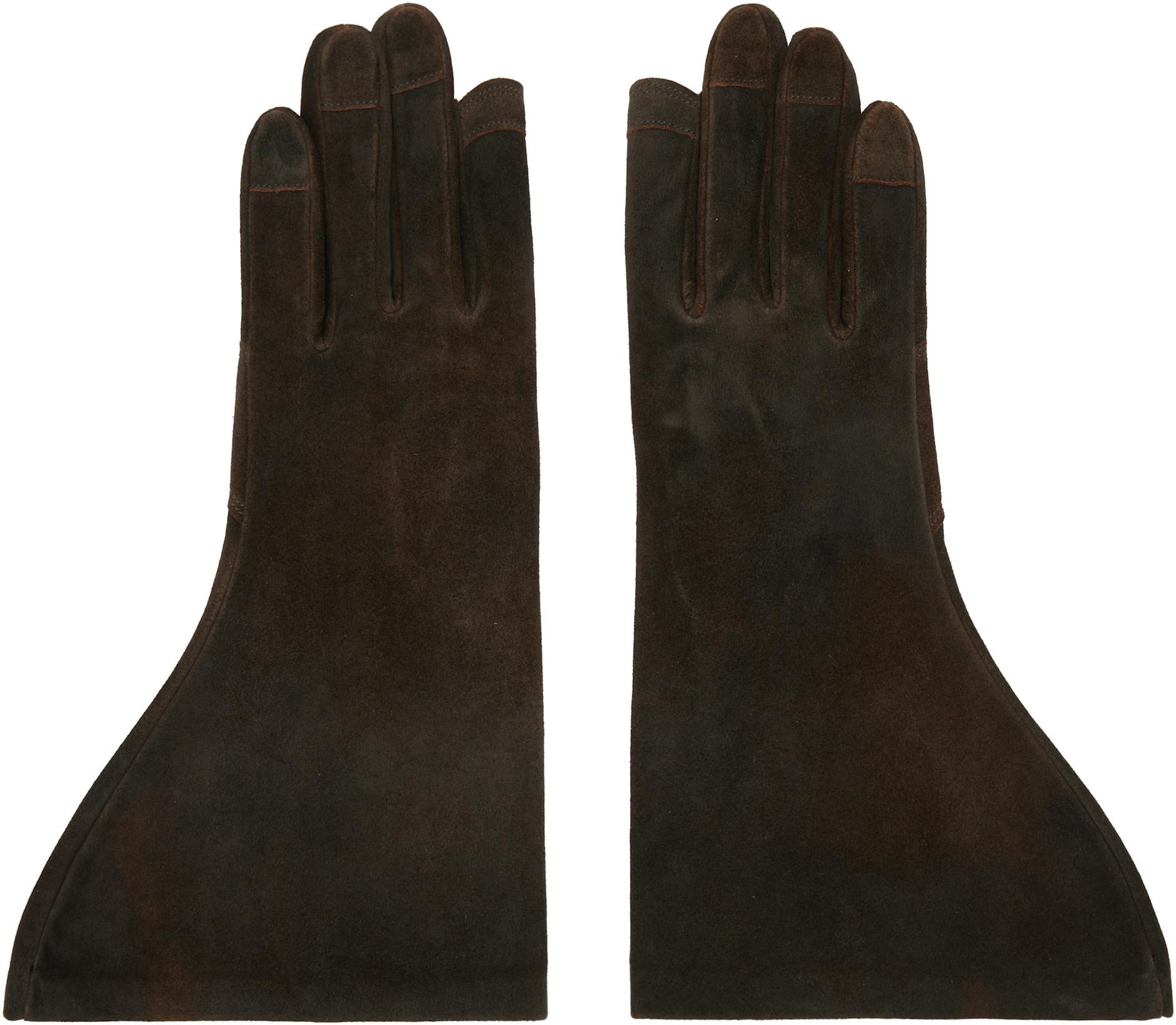 Indigo Concordians Gleam Gloves by RICK OWENS