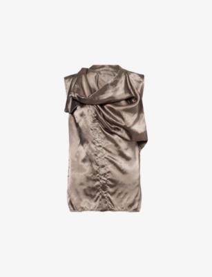 Island Draped Sleeveless Satin Shirt by RICK OWENS