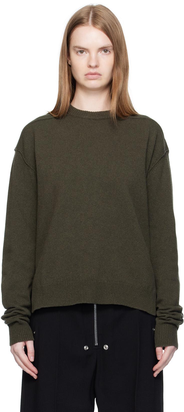 Khaki Concordians Round Neck Sweater by RICK OWENS