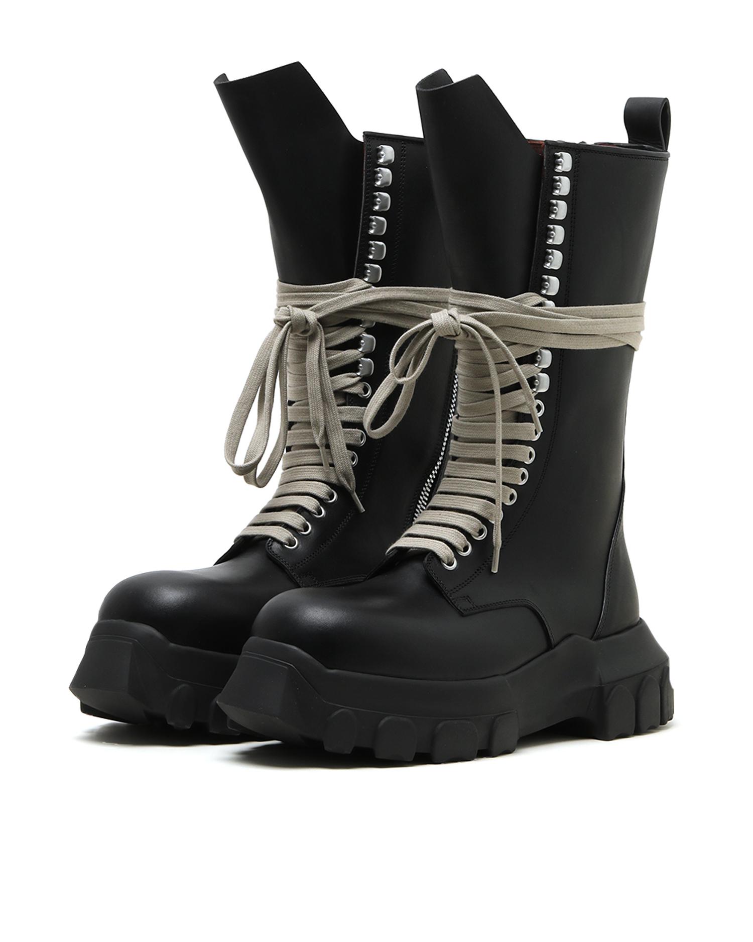 Lace-up Bozo Tractor leather boots by RICK OWENS