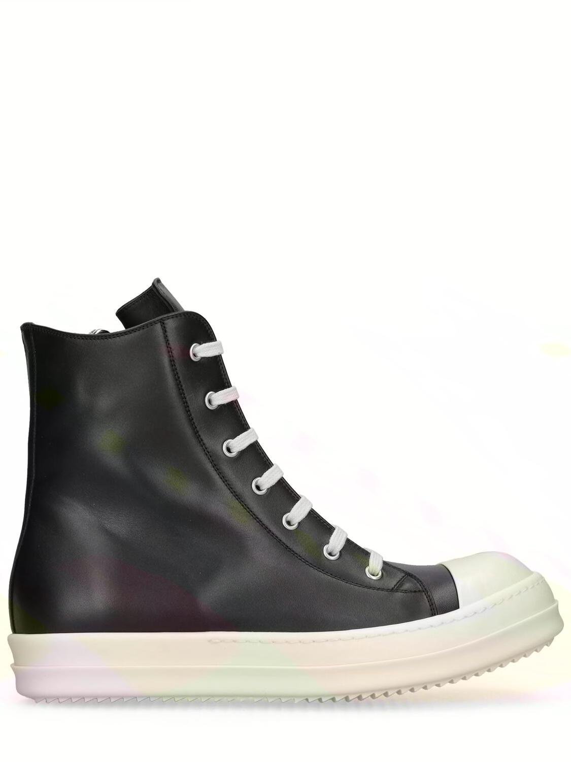 Leather High Top Sneakers by RICK OWENS