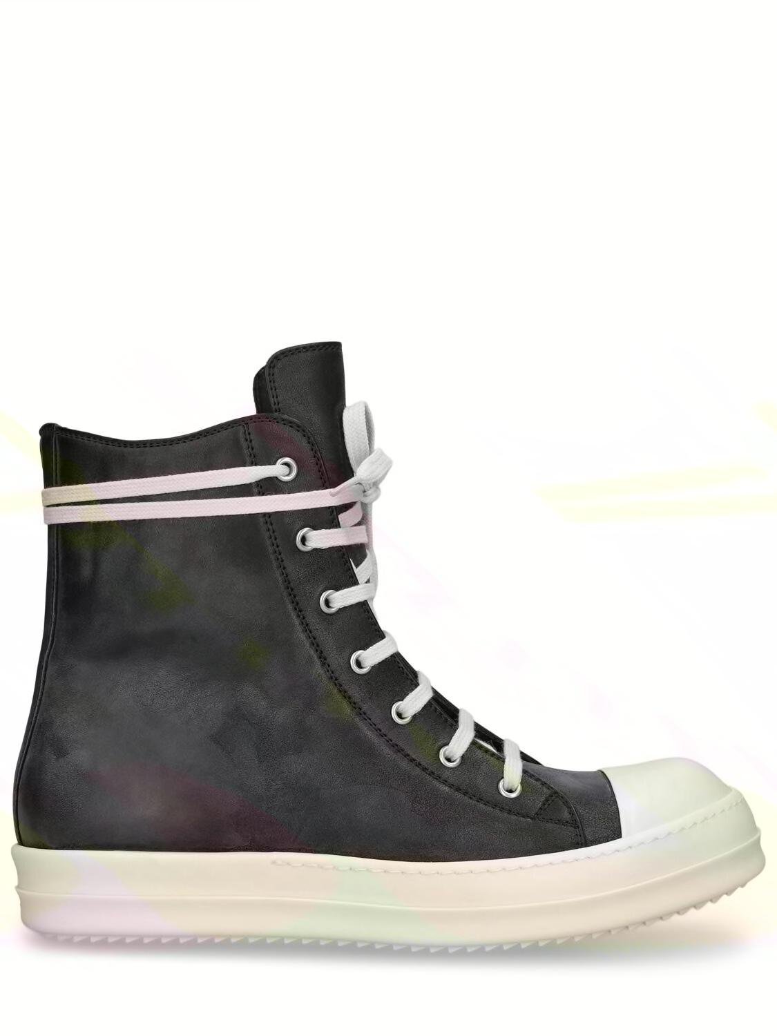 Leather High Top Sneakers by RICK OWENS