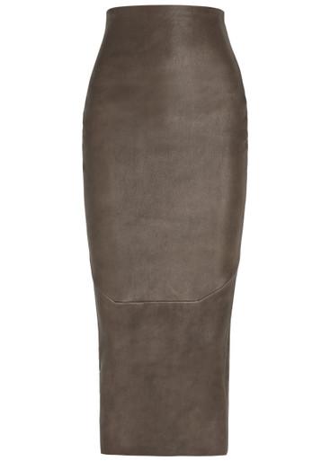 Leather-blend midi skirt by RICK OWENS