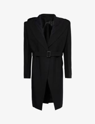 Lido padded-shoulder shawl-neck wool hoodied coat by RICK OWENS