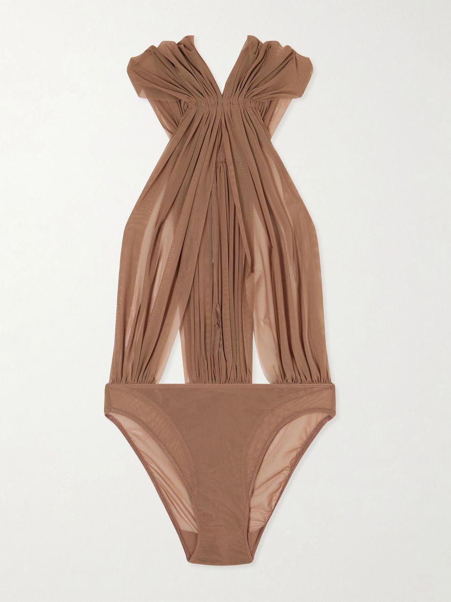 Miami gathered cotton-jersey bodysuit by RICK OWENS