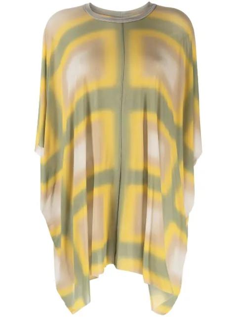 Minerva draped geometric-print top by RICK OWENS