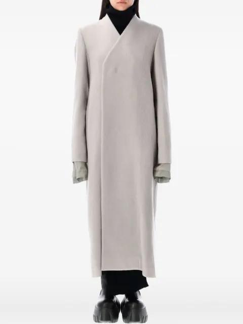 Museum collarless wrap coat by RICK OWENS