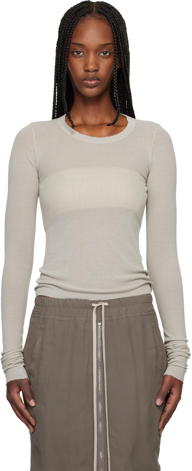 Off-White Temple Cropped Rib LS T-shirt by RICK OWENS