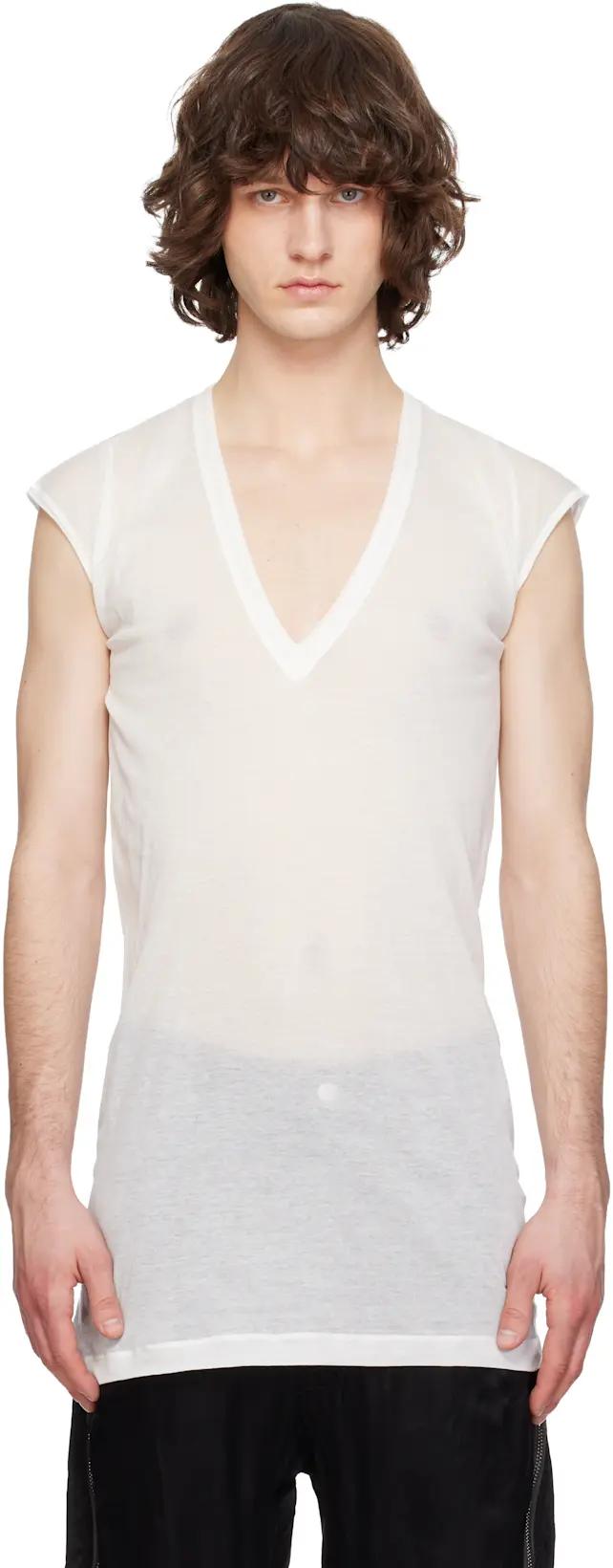Off-White Temple Deep V SL T-shirt by RICK OWENS