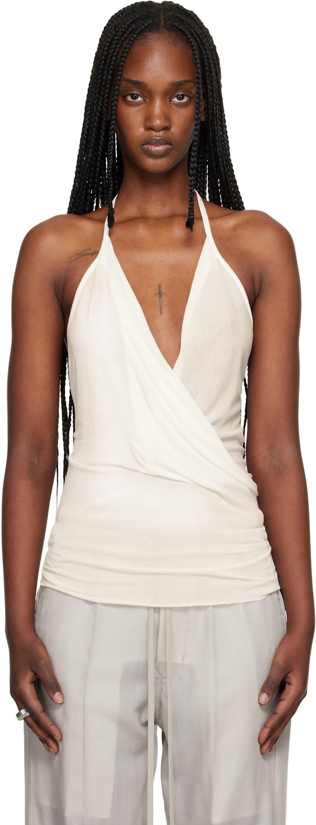 Off-White Temple Draped Top by RICK OWENS