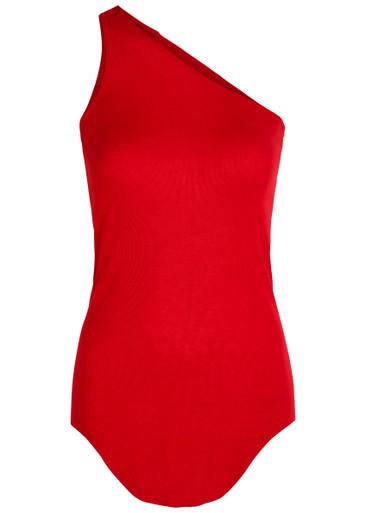 One-shoulder fine-knit tank by RICK OWENS