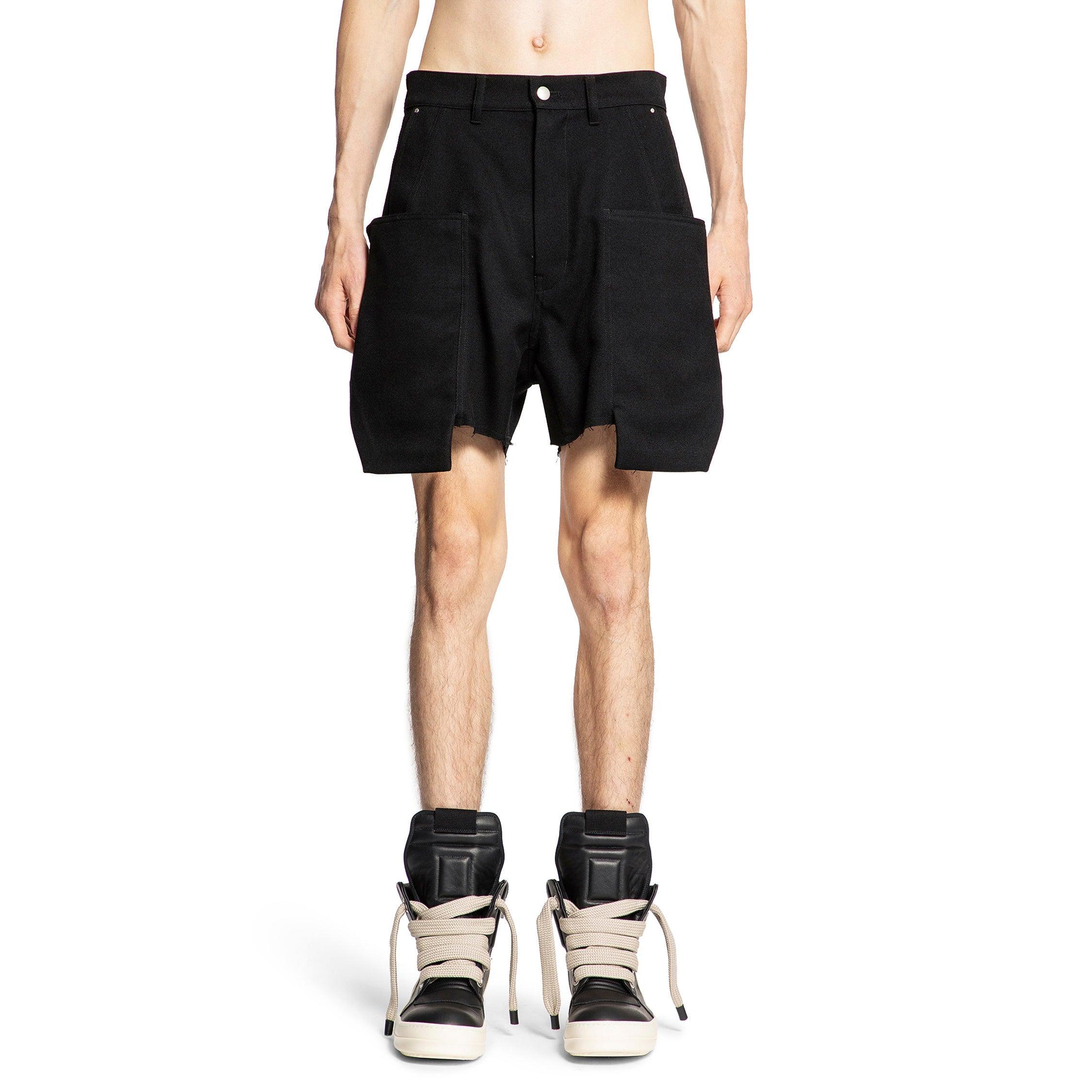 RICK OWENS MAN BLACK SHORTS & SKIRTS by RICK OWENS