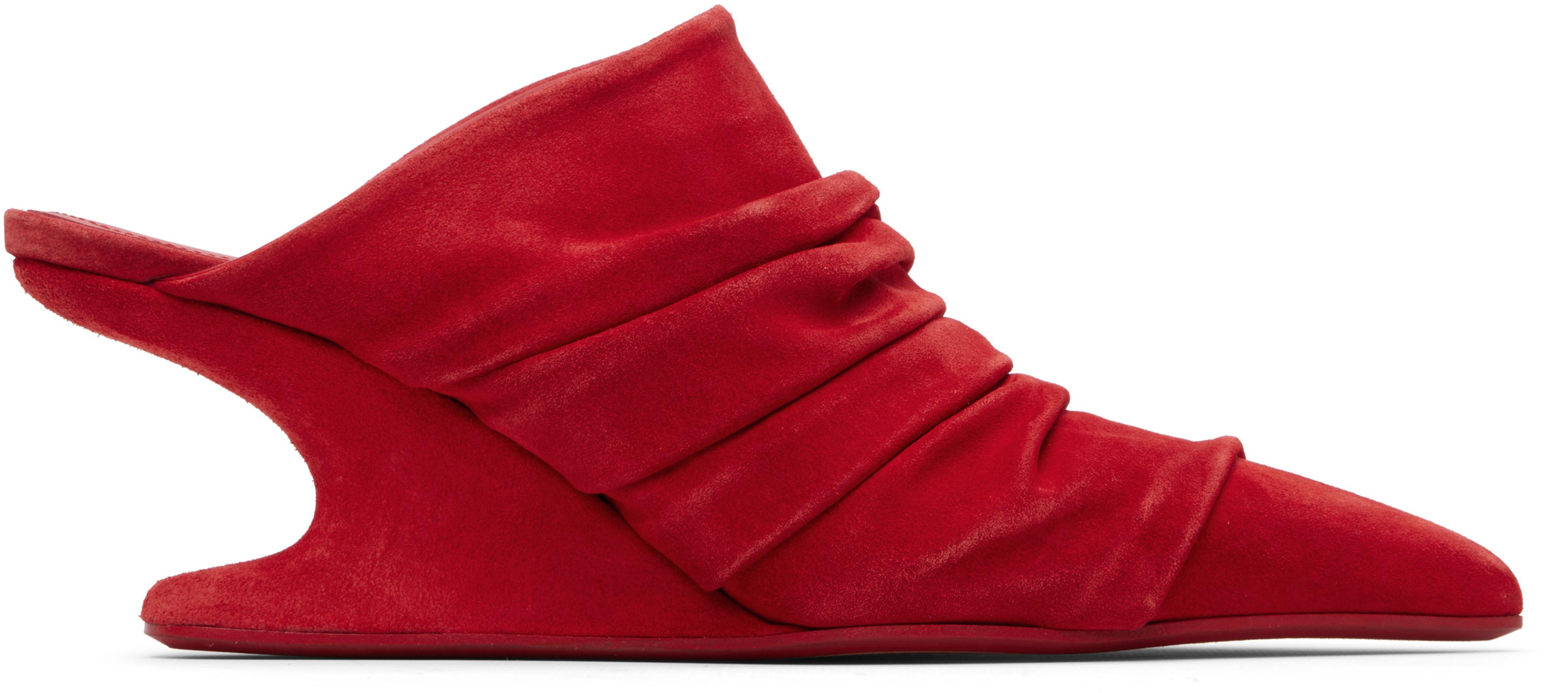 Red Temple Cantilever 6 Sharp Sabot Heels by RICK OWENS