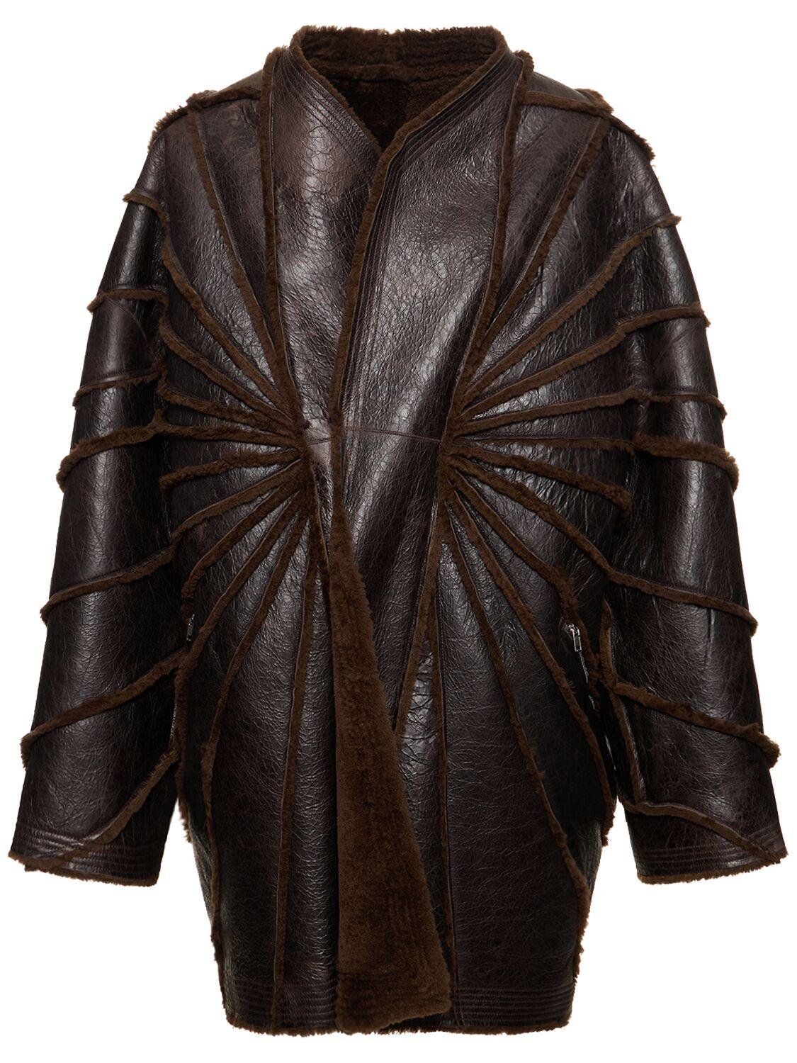 Reversible Shearling & Leather Overcoat by RICK OWENS