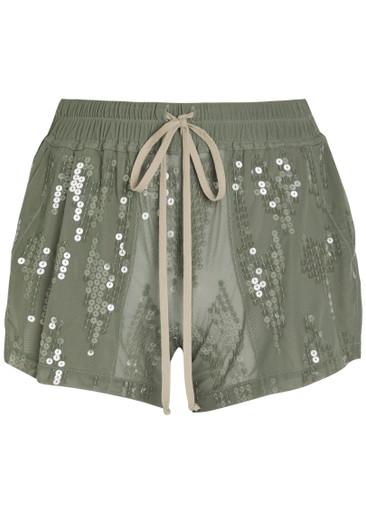 Ricamati embellished stretch-tulle shorts by RICK OWENS