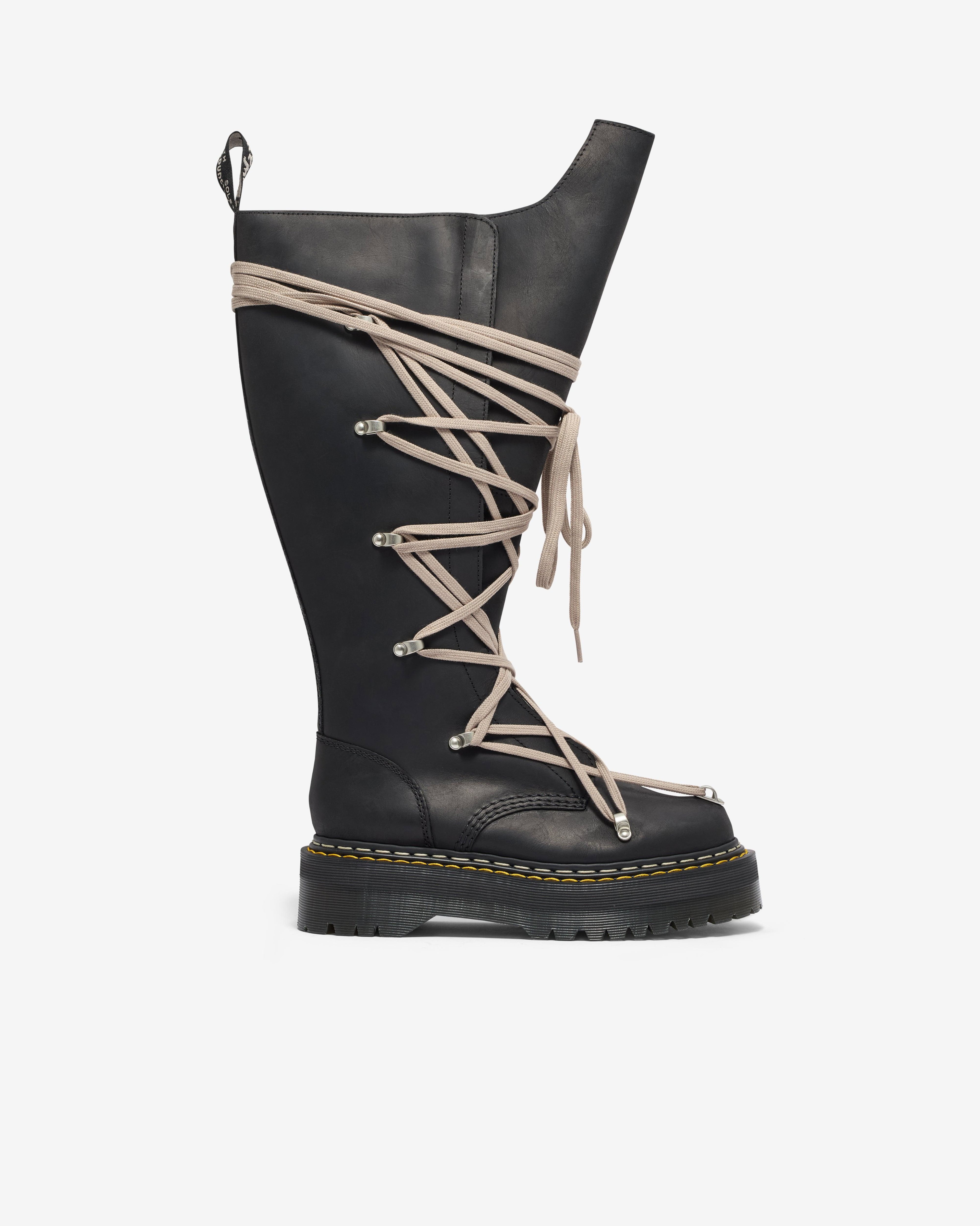 Rick Owens - 1B60 Quad Sole Pentalace Boot - (Black) by RICK OWENS
