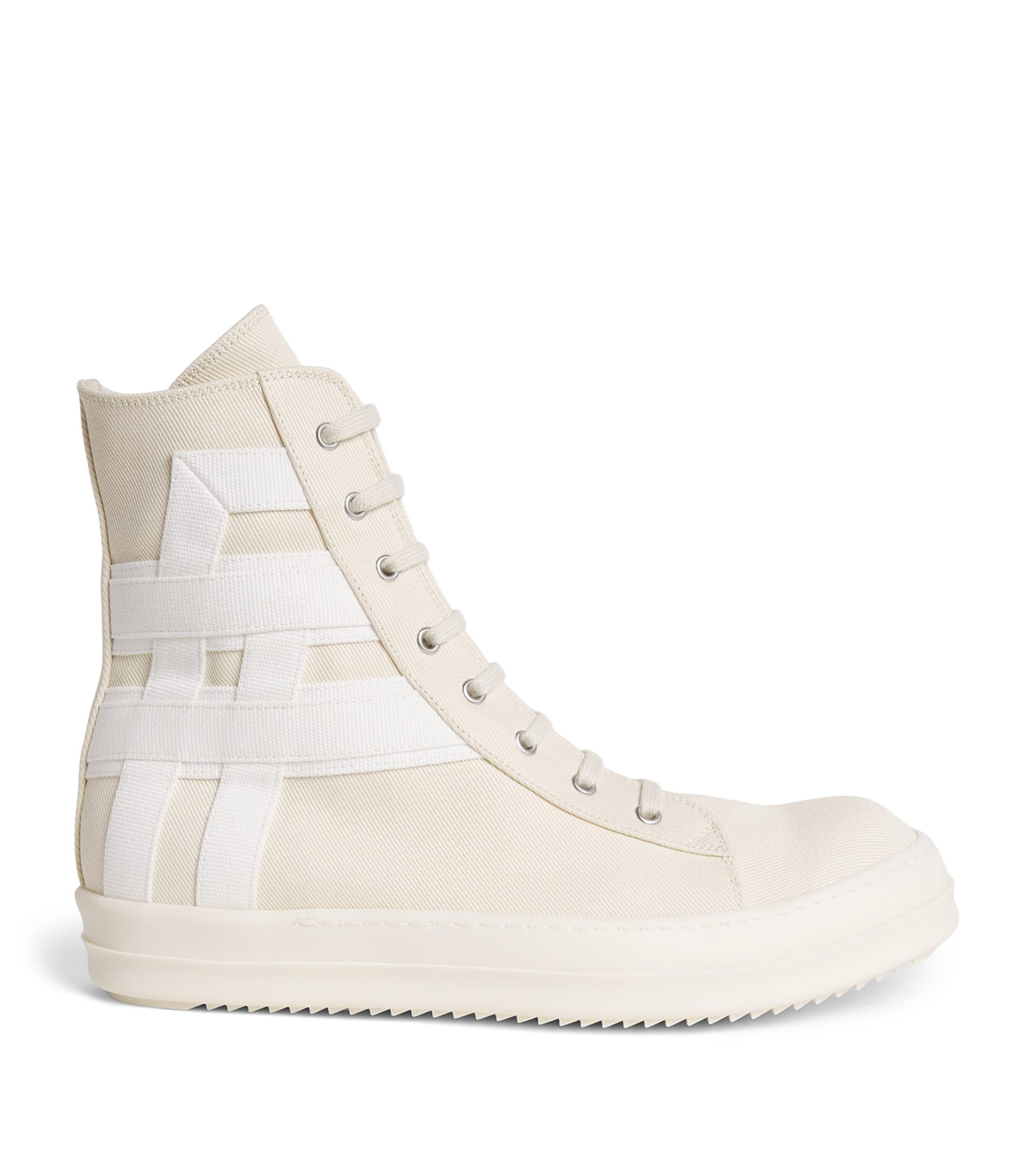 Rick Owens Cotton Canvas High-Top Sneakers by RICK OWENS