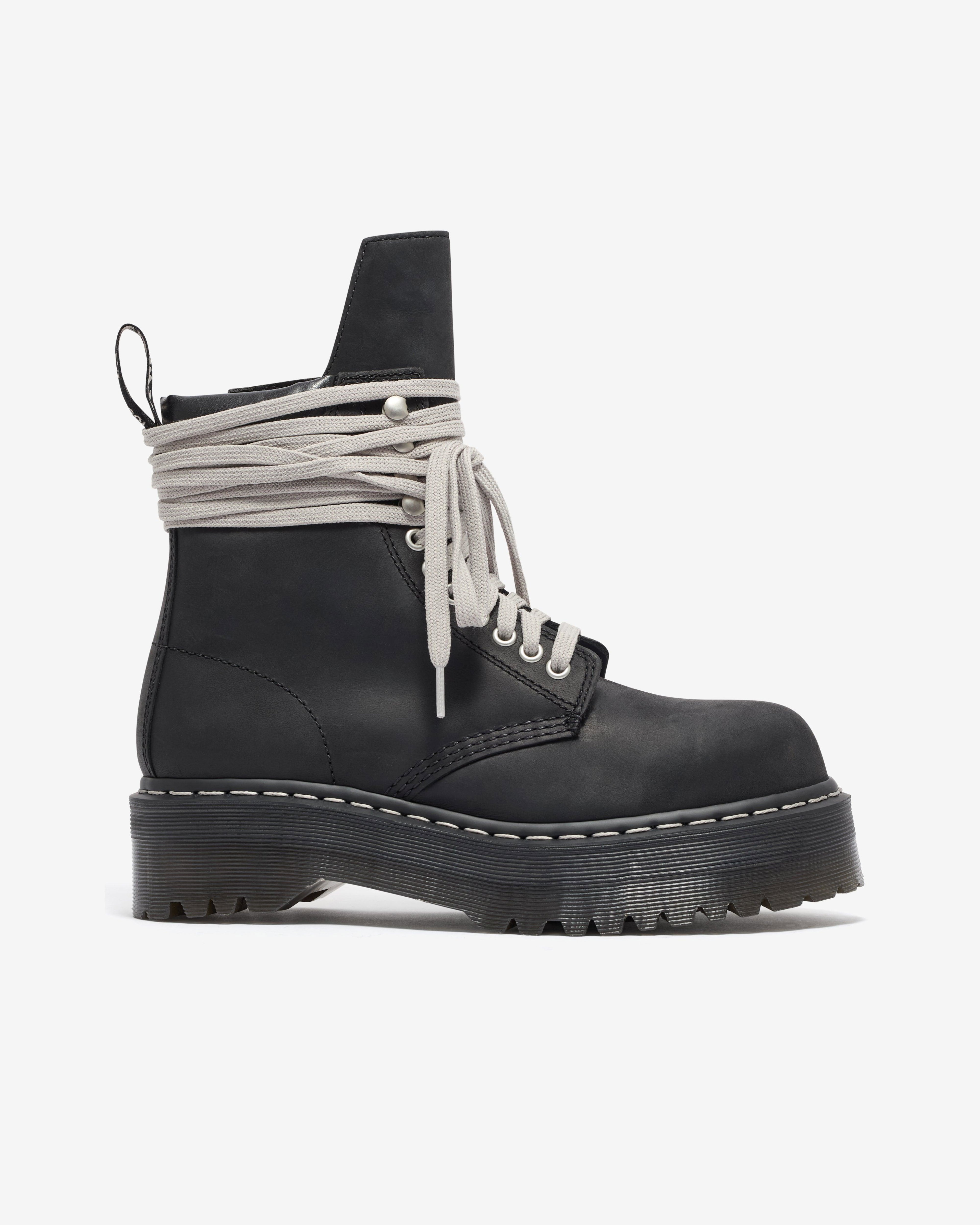 Rick Owens - Quad Sole Steel Toe Boot - (Black) by RICK OWENS