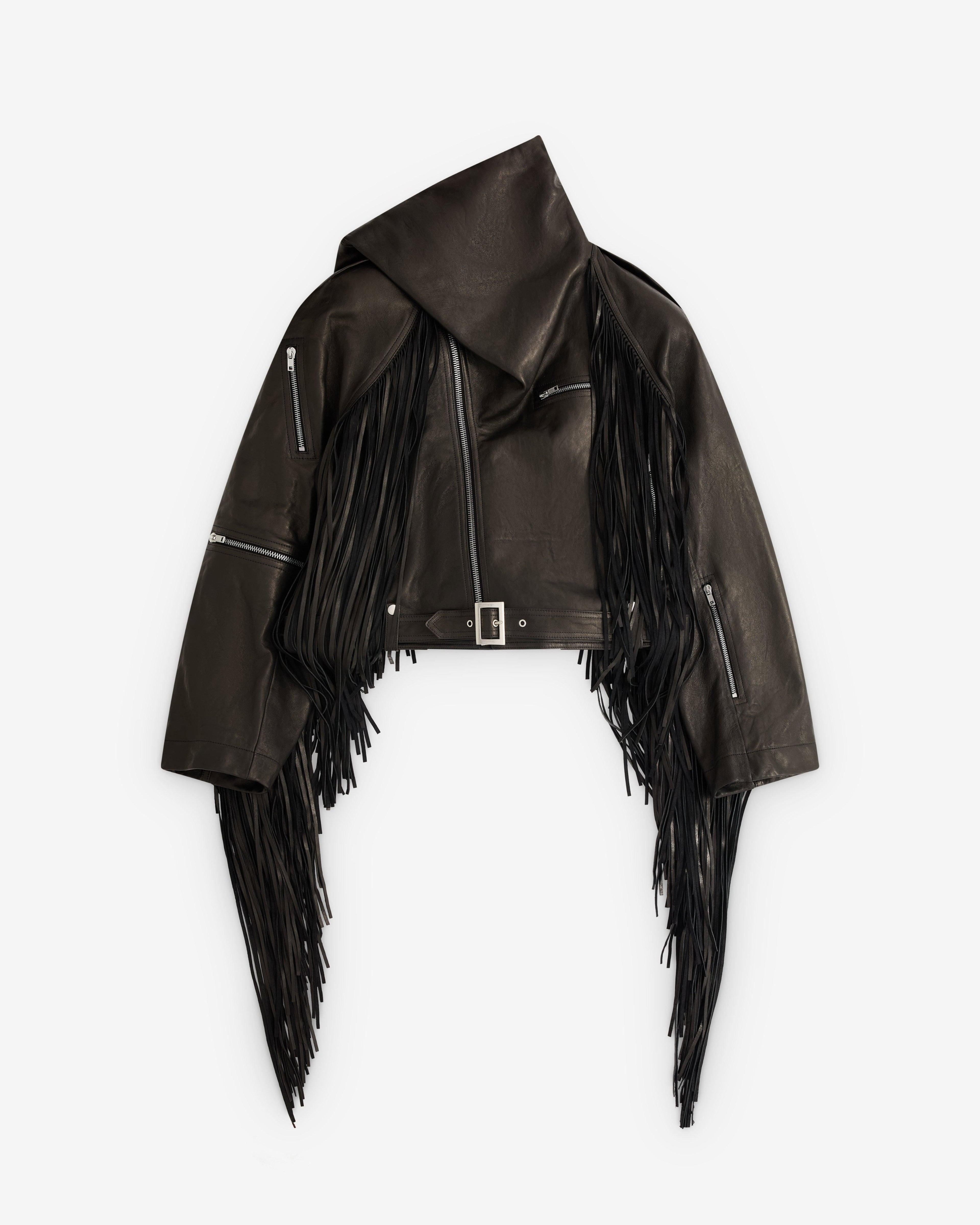 Rick Owens - Women’s Cropped Scarf Flight Jacket - (Black) by RICK OWENS