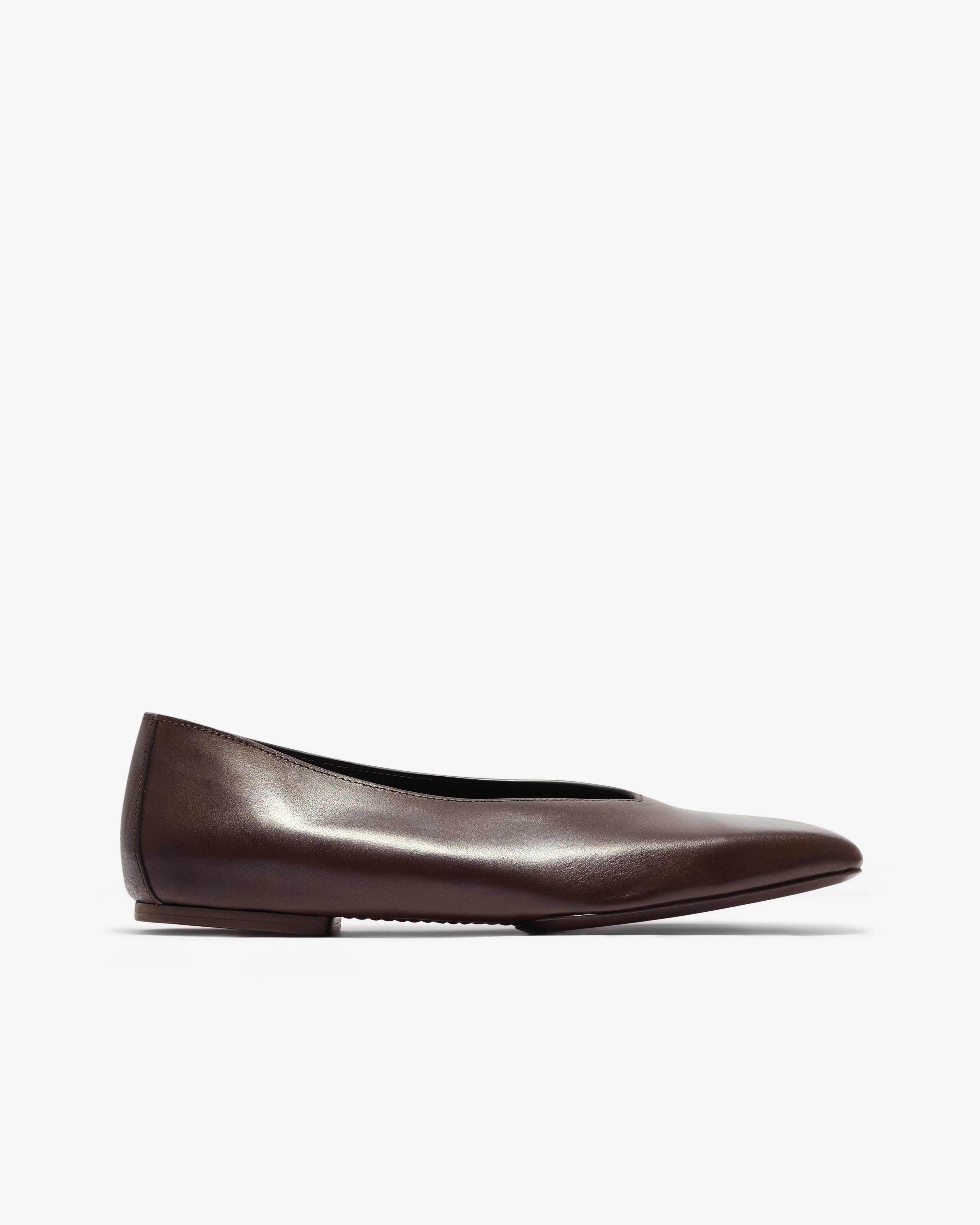 Rick Owens - Women’s Leather Ballet Flats - (Brown) by RICK OWENS