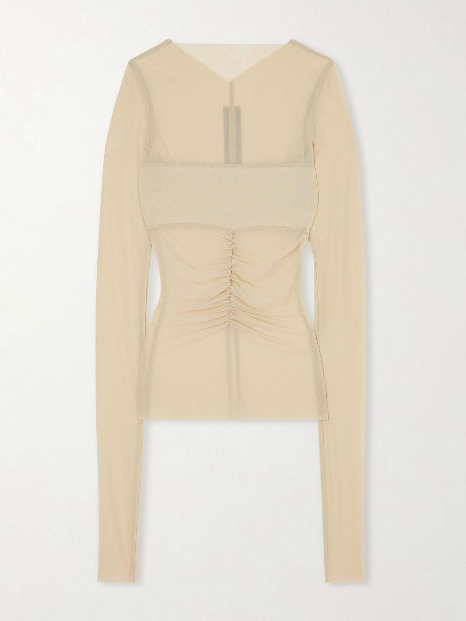 Ruched stretch-mesh T-shirt by RICK OWENS